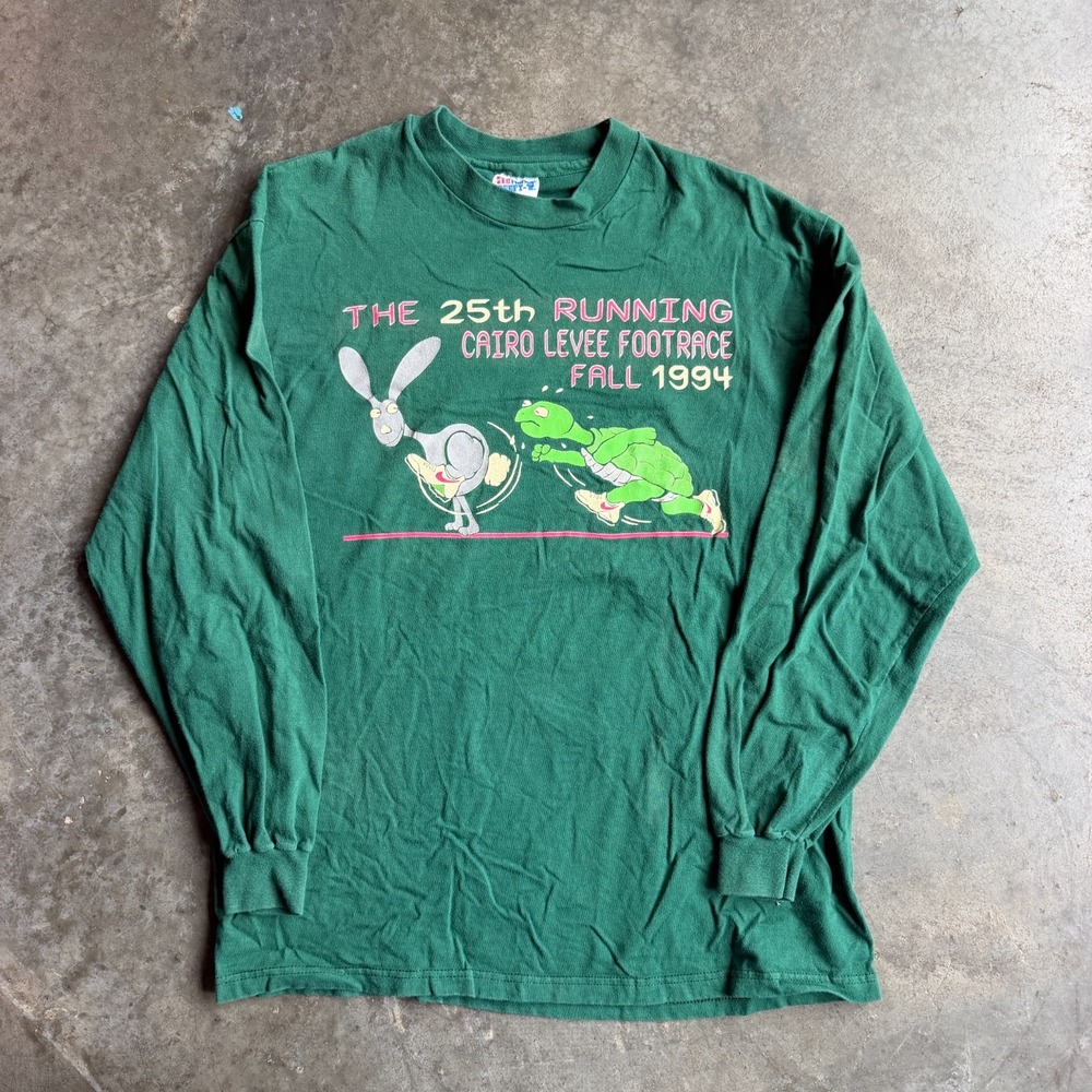Vintage 90s Cairo Levee Footrace Shirt Large Nike Swoosh Running Hanes Shirt USA